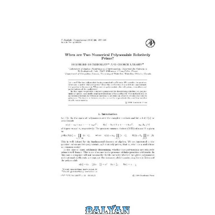 دانلود کتاب Numerical polynomials relatively prime JSC 1998